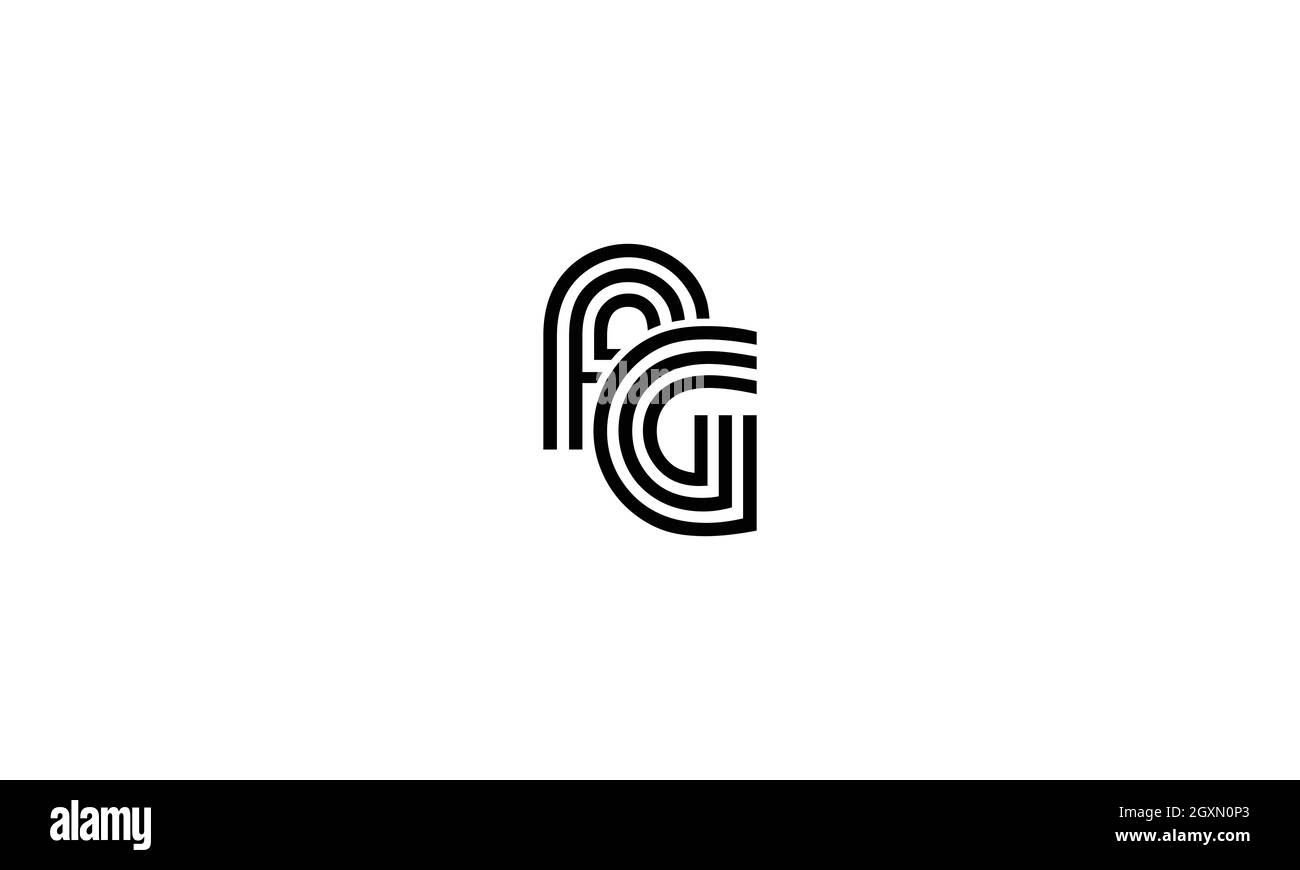 AG- oder GA- oder FG-Logo im Minimal Line Art-Stil Stock Vektor