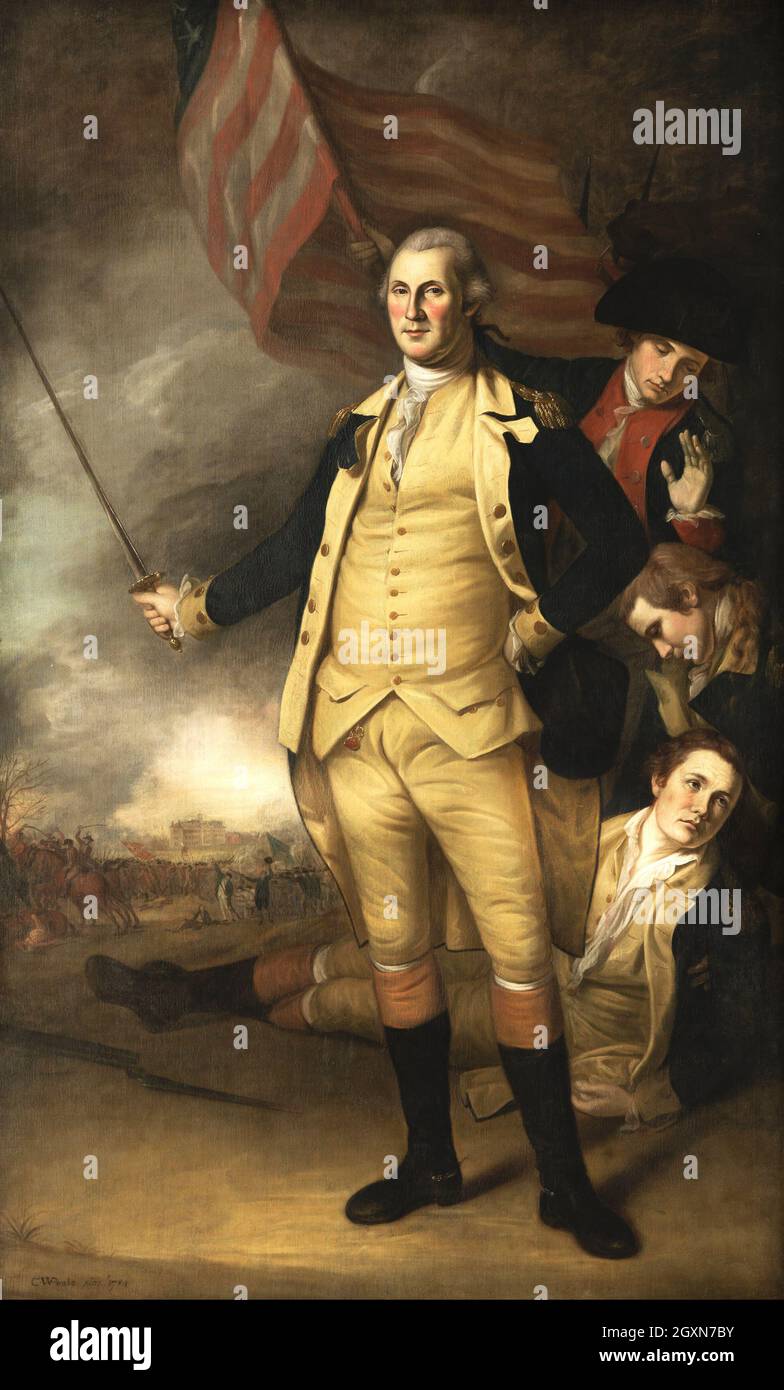 George Washington in der Schlacht von Princeton Stockfoto