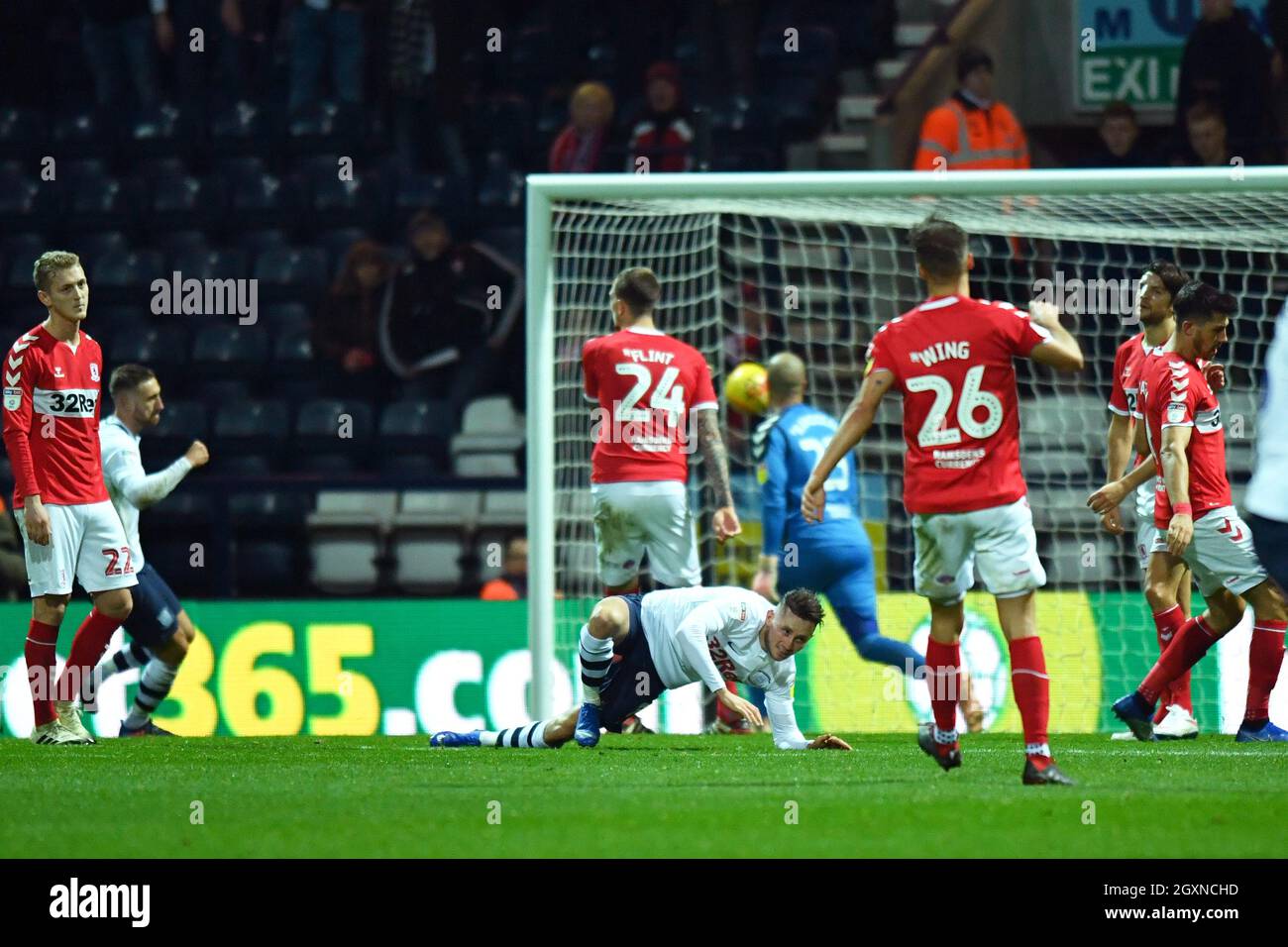 Alan Browne von Preston North End erzielt das erste Tor seines Spielers Stockfoto