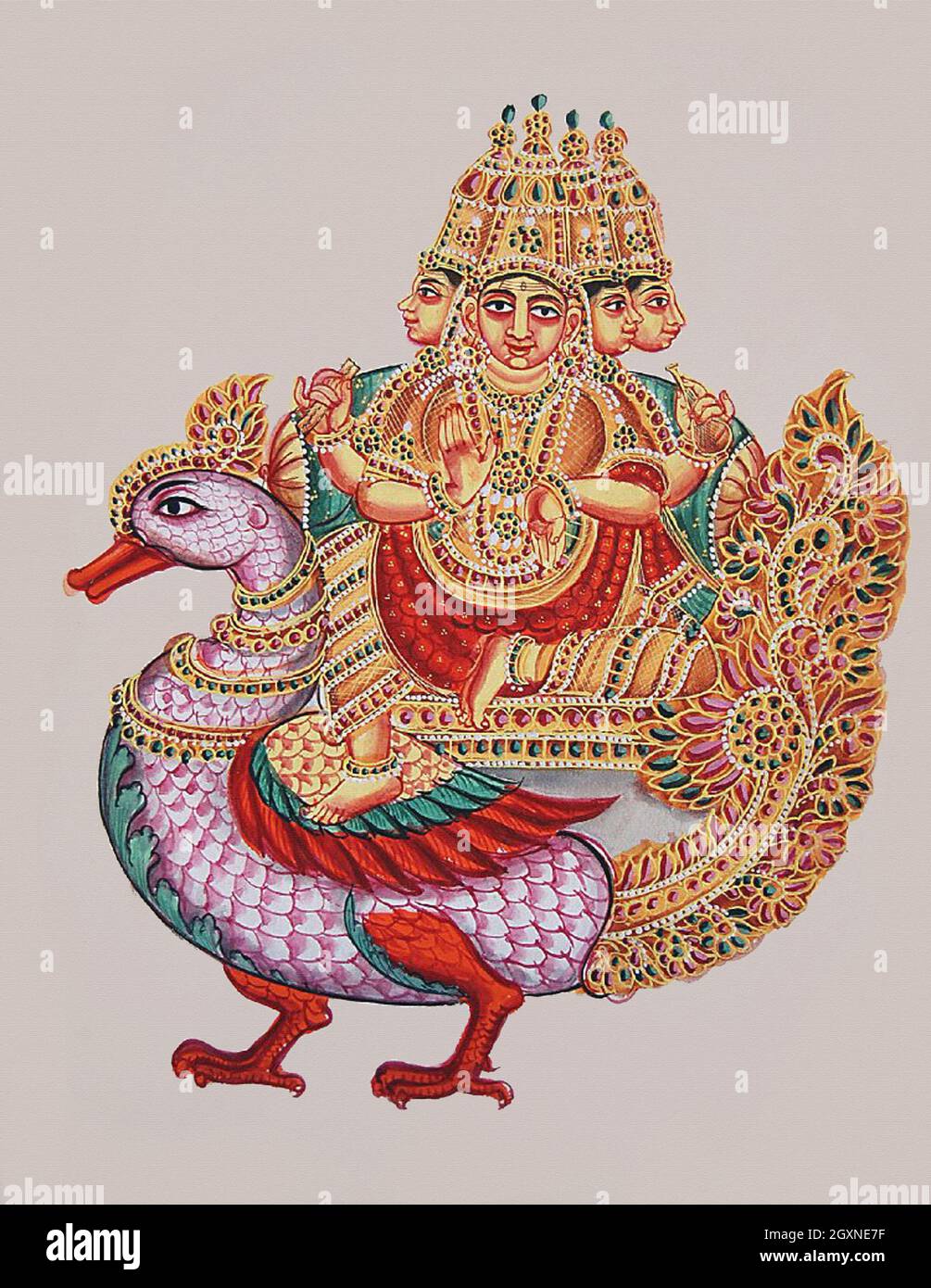 Brahmā mit vier Köpfen und vier Armen Stockfoto
