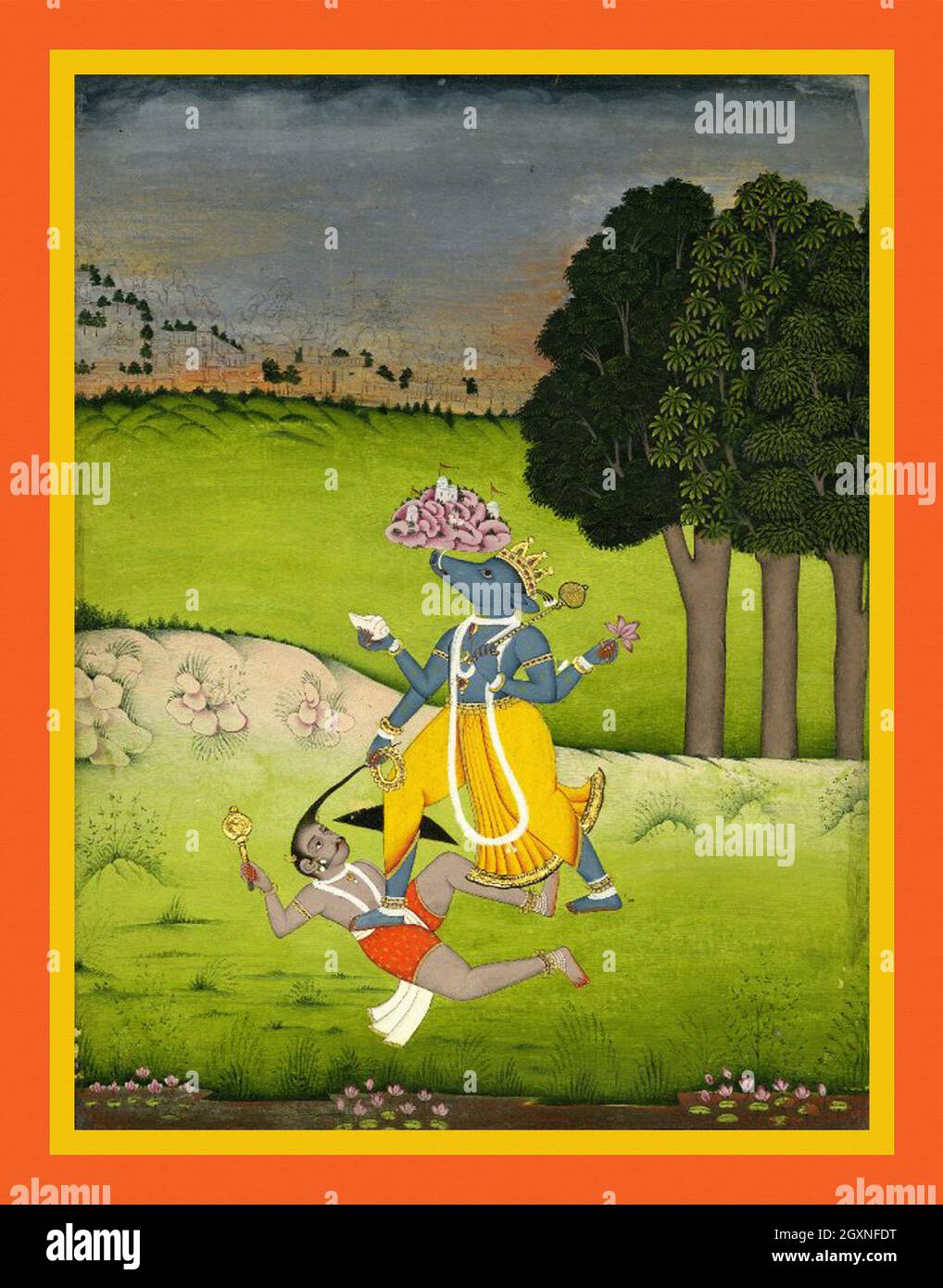 Vishnu in Form von Varaha Stockfoto