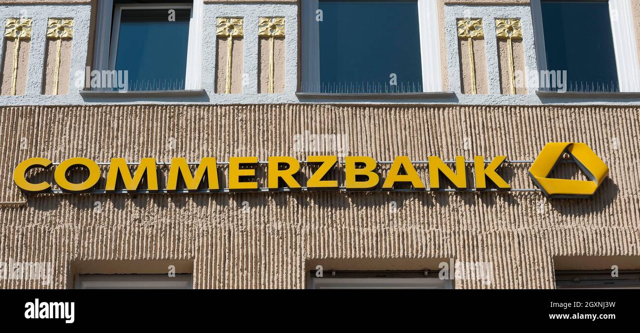 Schriftzug, Commerzbank, am Harras, München, Oberbayern, Bayern, Deutschland Stockfoto