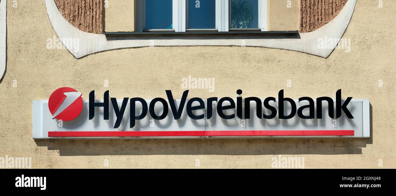 Schriftzug, HypoVereinsbank, am Harras, München, Oberbayern, Bayern, Deutschland Stockfoto