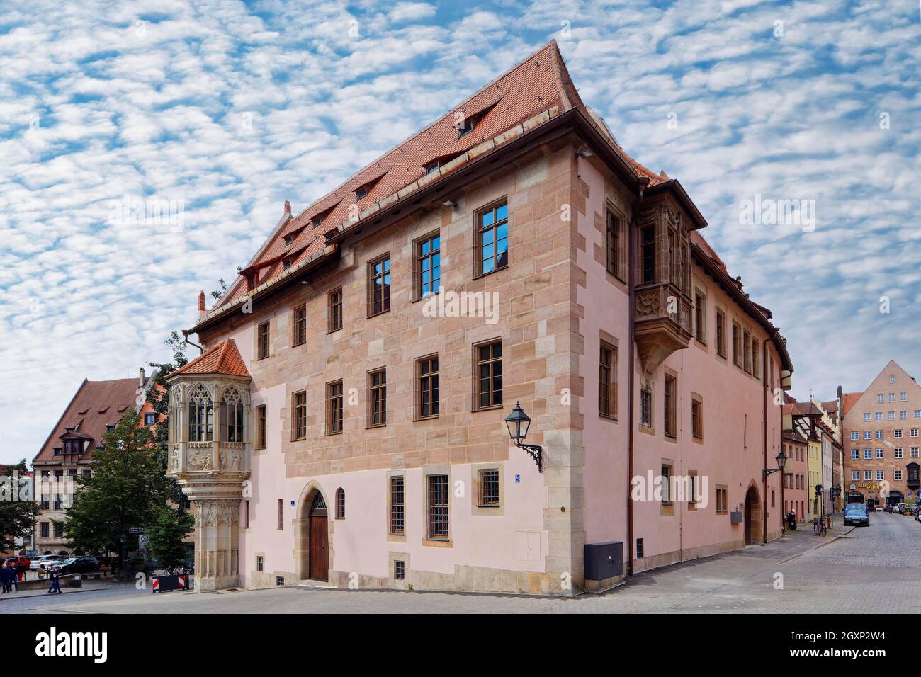 Sebalder Pfarrhof, erbaut 1361-1379, renoviert 2021, Gotik, Sebalder Altstadt, Nürnberg, Mittelfranken, Franken, Bayern, Deutschland Stockfoto