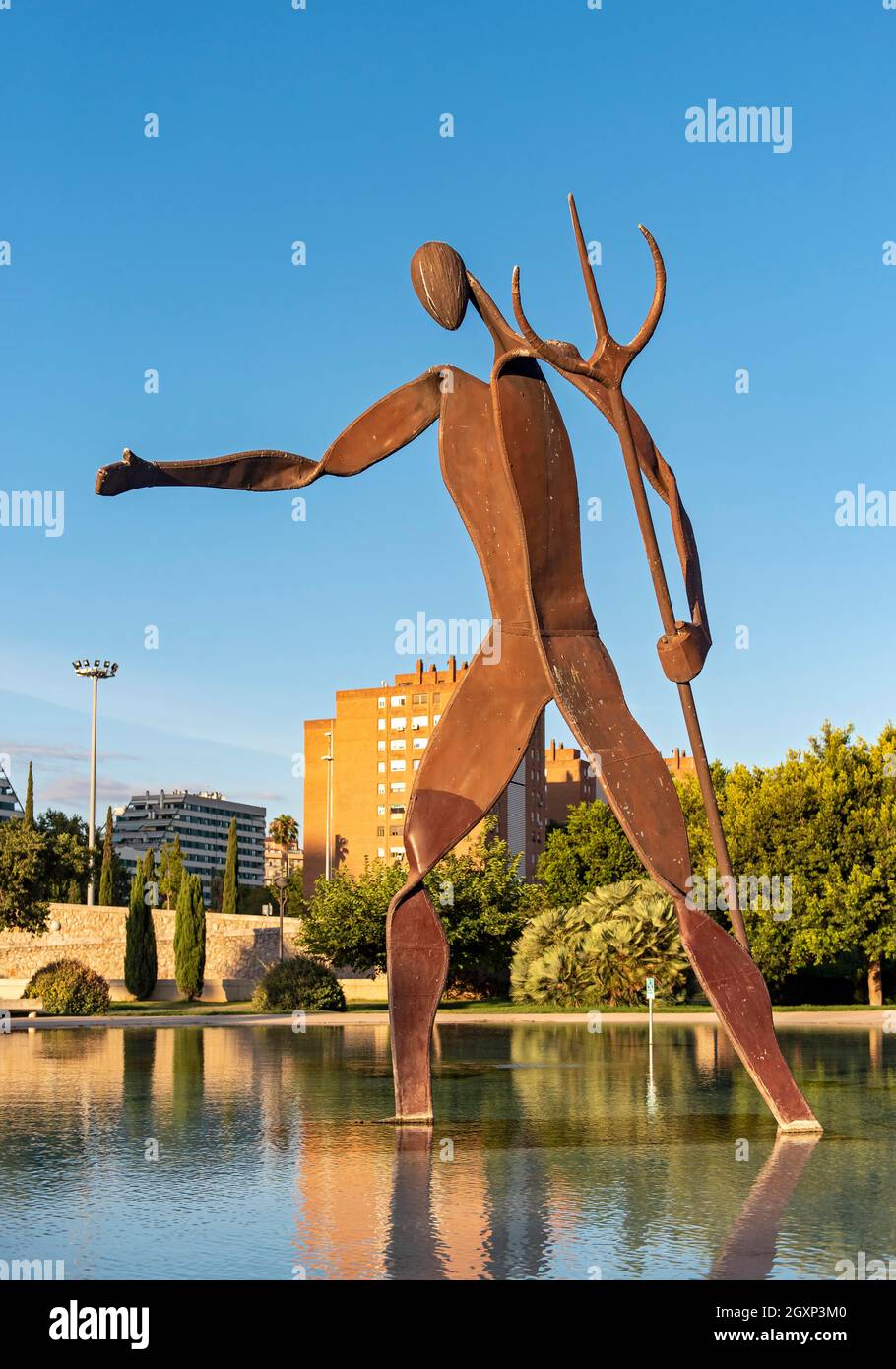 Neptun, Fisherman Sculpture von Antonio MariÌ, Turia Gardens, Valencia, Spanien Stockfoto