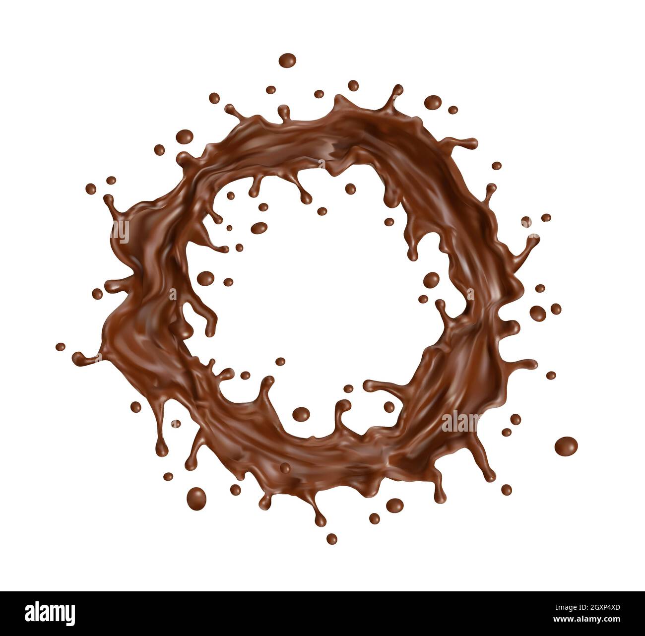 Schokolade Milch runden Twister oder Wirbel Spritzer mit Spritzern.  Geschmolzene und flüssige heiße Schokolade wirbeln, 3d realistische Vektor  Dessert Kakao trinken oder zu konfekten Stock-Vektorgrafik - Alamy