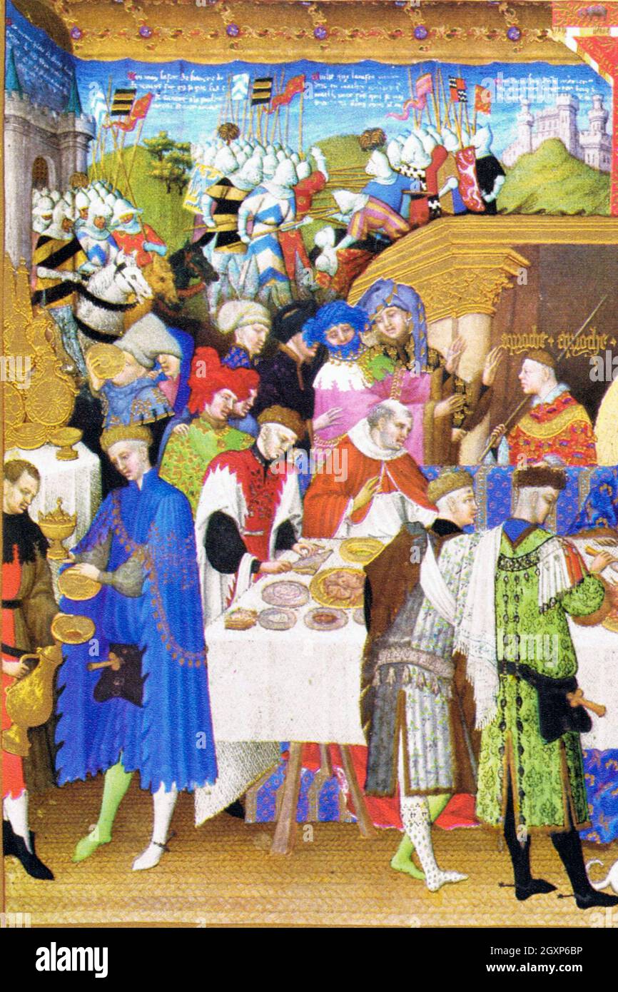 Le Tres Riches heures du Duc de Berry - Januar Stockfoto