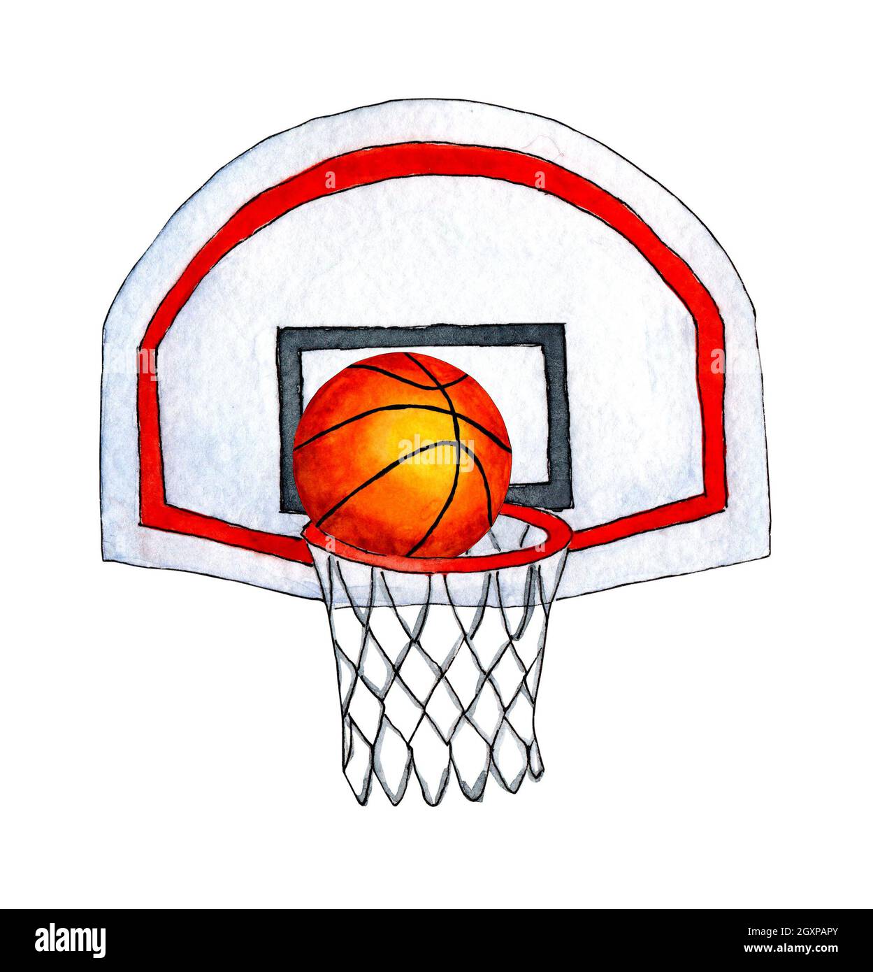 aquarell-illustration-des-werfens-eines-basketballkorbes-skizze-ein