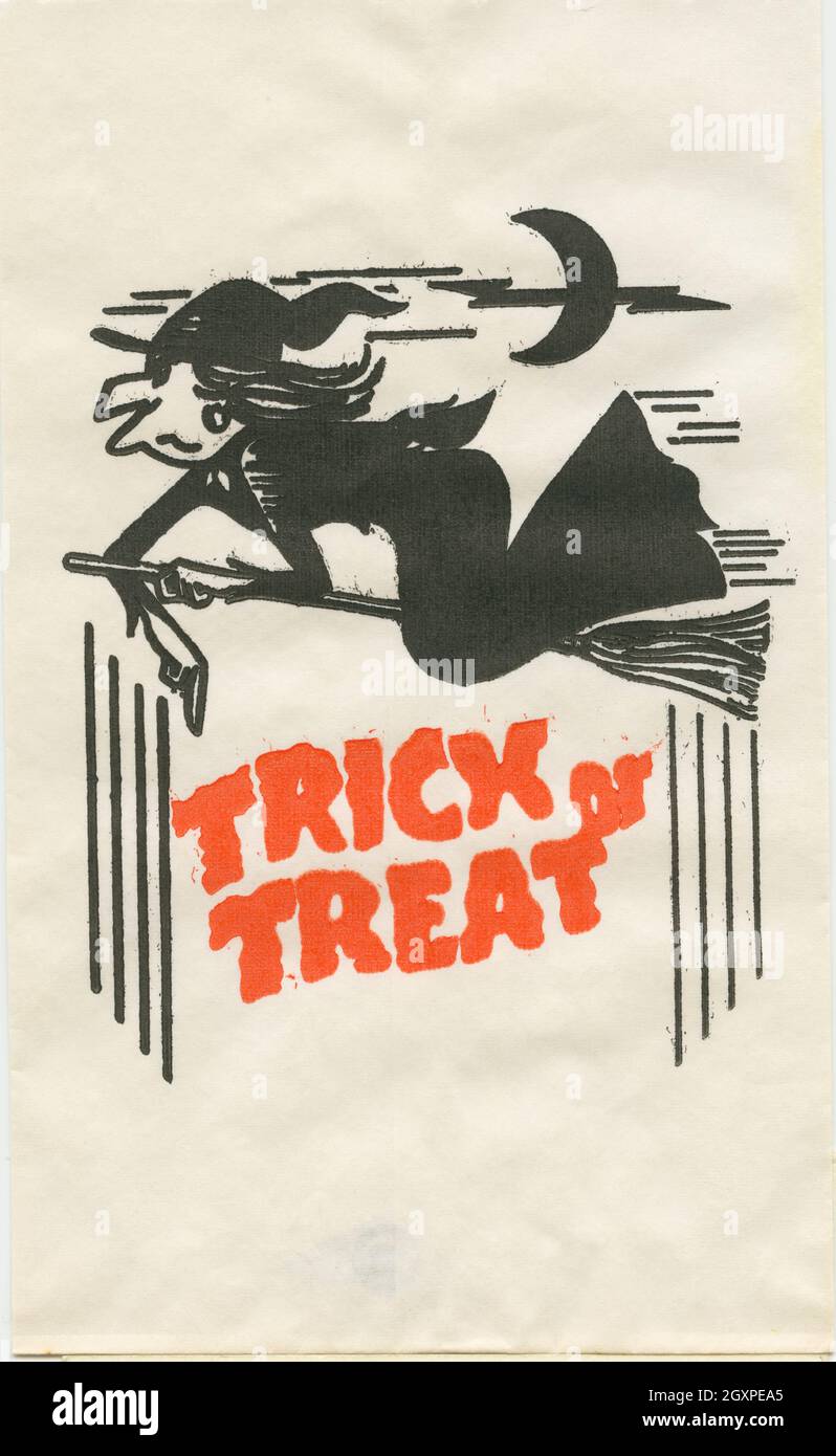 Trick or Treat - Flying Hexe Stockfoto