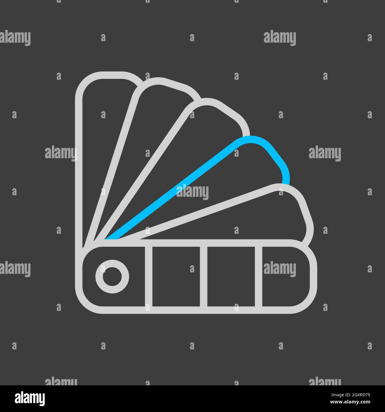 Vektor-Flat-Symbol für Papierfarbpalette auf dunklem Hintergrund. Bau, Reparatur und Bau. Graph-Symbol für Ihr Website-Design, Logo, App, UI Stockfoto