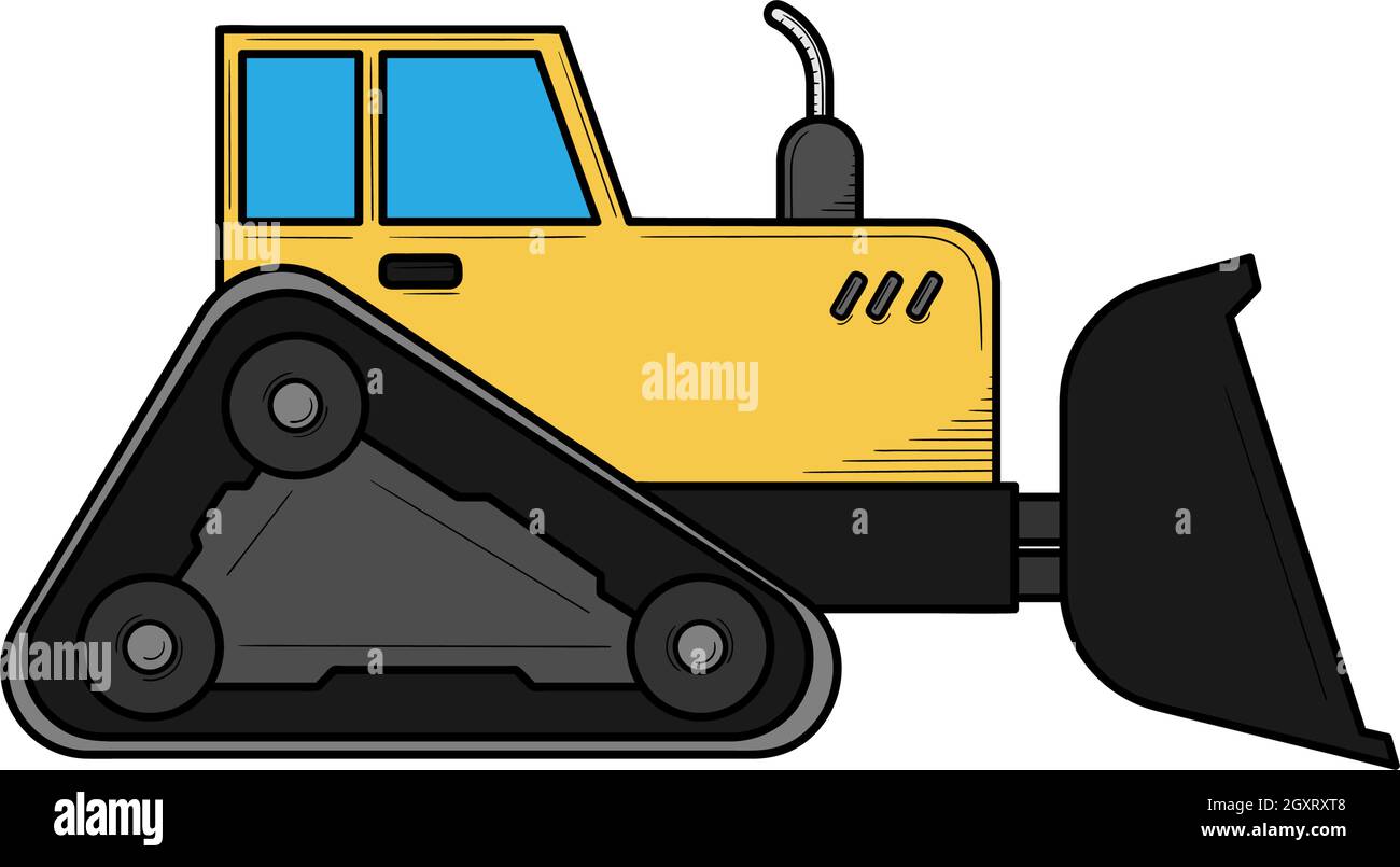 Bulldozer schweren Fahrzeug handgezeichnete Skizze Illustration Vektor Stock Vektor