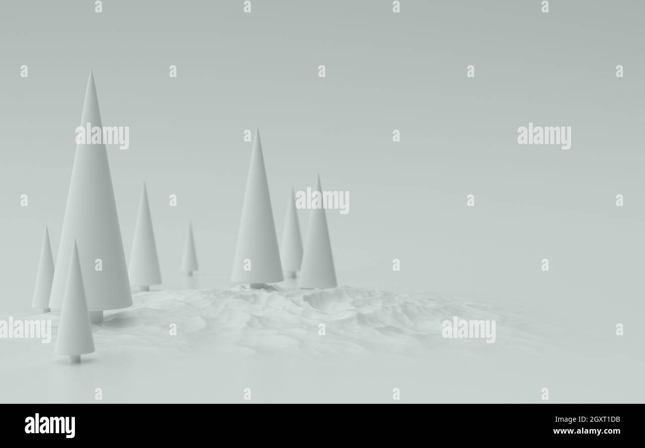 Weiße weihnachtsbäume Hintergrund 3d-Illustration Stockfoto