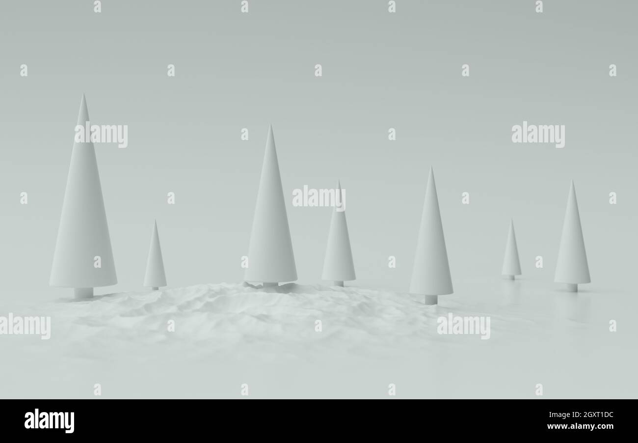 Weiße weihnachtsbäume Hintergrund 3d-Illustration Stockfoto