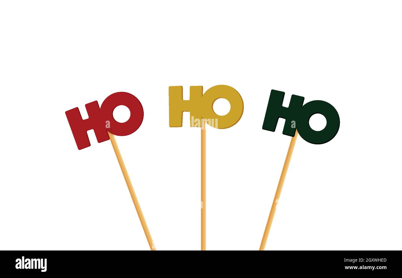 Ho ho ho und Merry Weihnachtskarte oder Banner mit farbenfrohem Typografie-Design. Stock Vektor