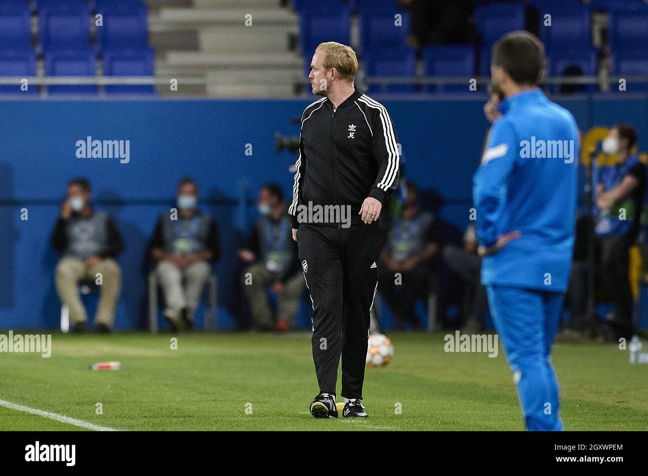 Sant Joan Despi, Spanien. Oktober 2021. Jonas Eidefall vom FC Arsenal während des UEFA Womens Champions League-Spiels zwischen dem FC Barcelona und dem FC Arsenal im Estadi Johan Cruyff in Sant Joan Despi, Spanien. Kredit: SPP Sport Pressefoto. /Alamy Live News Stockfoto