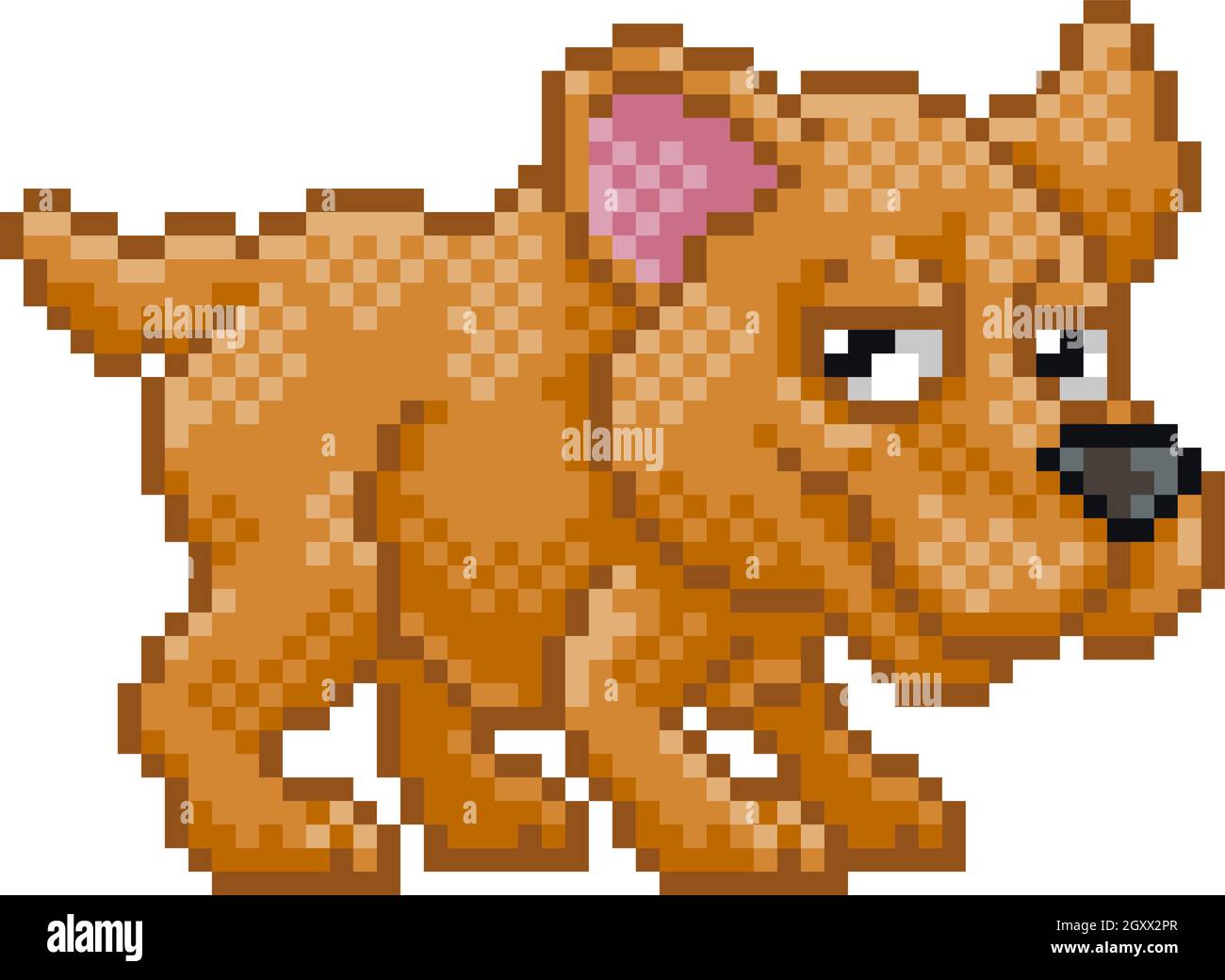 Pet Dog Pixel Art Retro Videospiel Tier Cartoon Stock Vektor