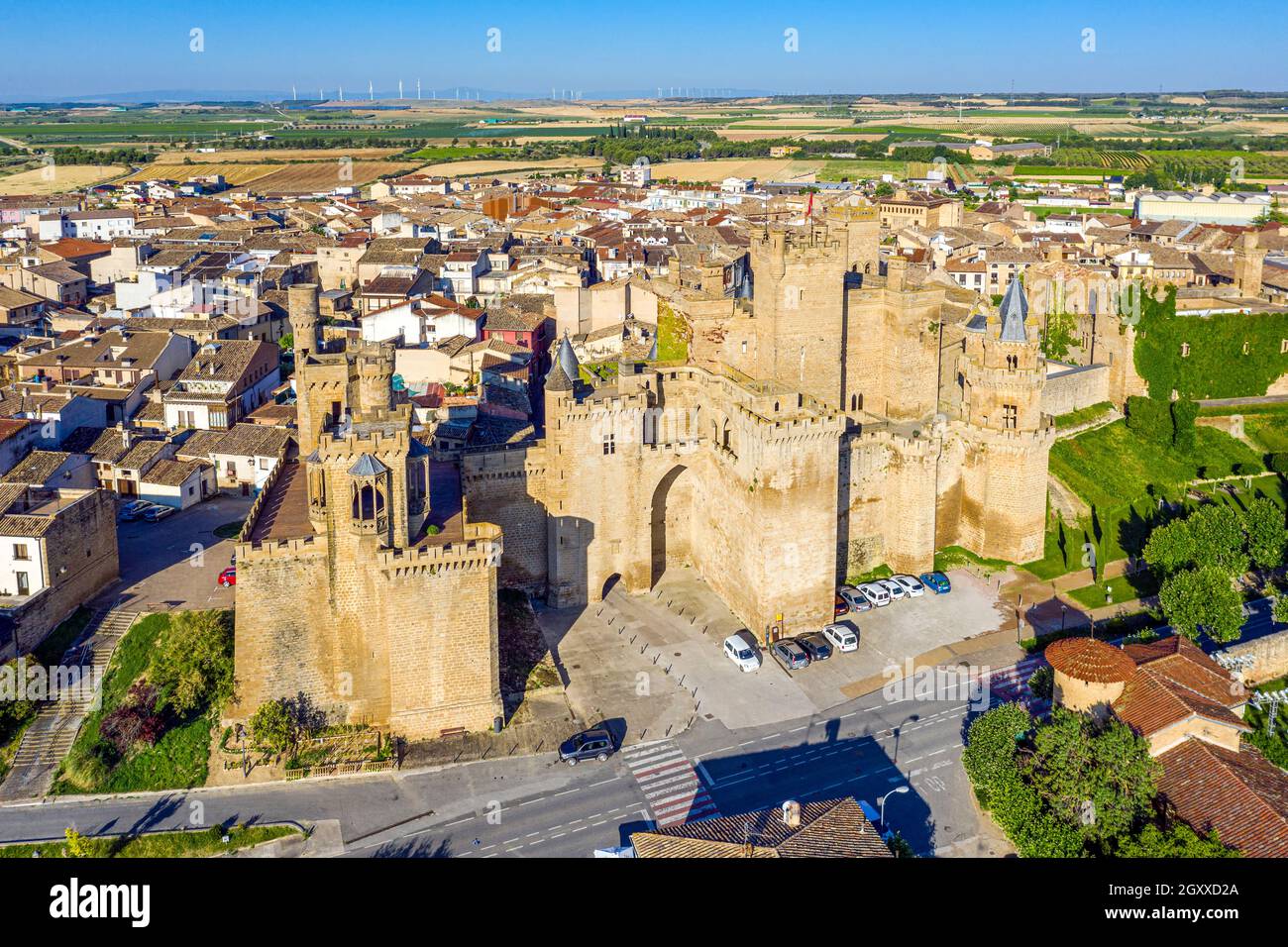 Palace Real in Olite. Ist eine kleine Stadt und Gemeinde in der Comarca de Tafalla in Navarra, Spanien. Stockfoto