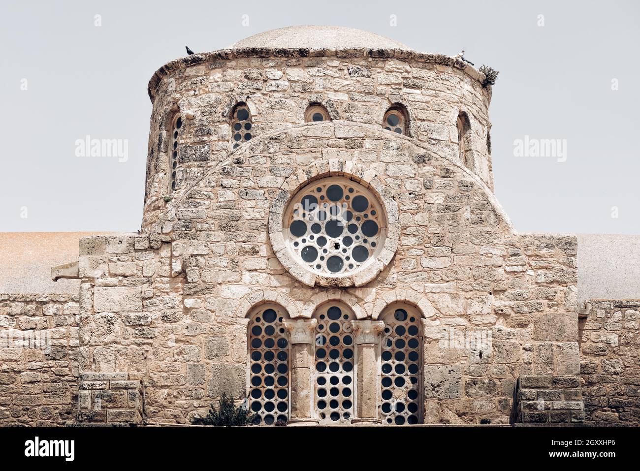 Kirche von Apostel Barnabas mit Rosettenfenster, Zypern Stockfoto