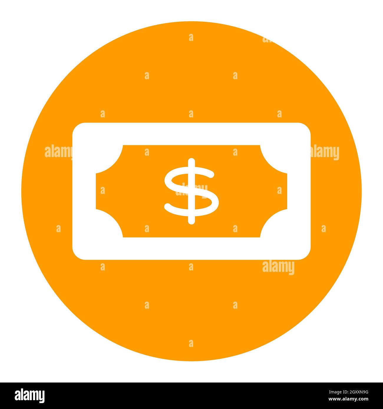 Weißes Glyphen-Symbol für Geldscheine in Dollar. E-Commerce-Zeichen. Graph-Symbol für Ihr Website-Design, Logo, App, UI. Vektorgrafik, EPS10. Stockfoto