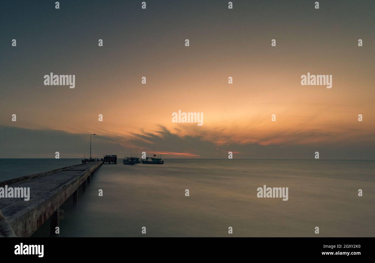 Wunderschön auf der Insel Phu Quoc im Sonnenuntergang Stockfoto