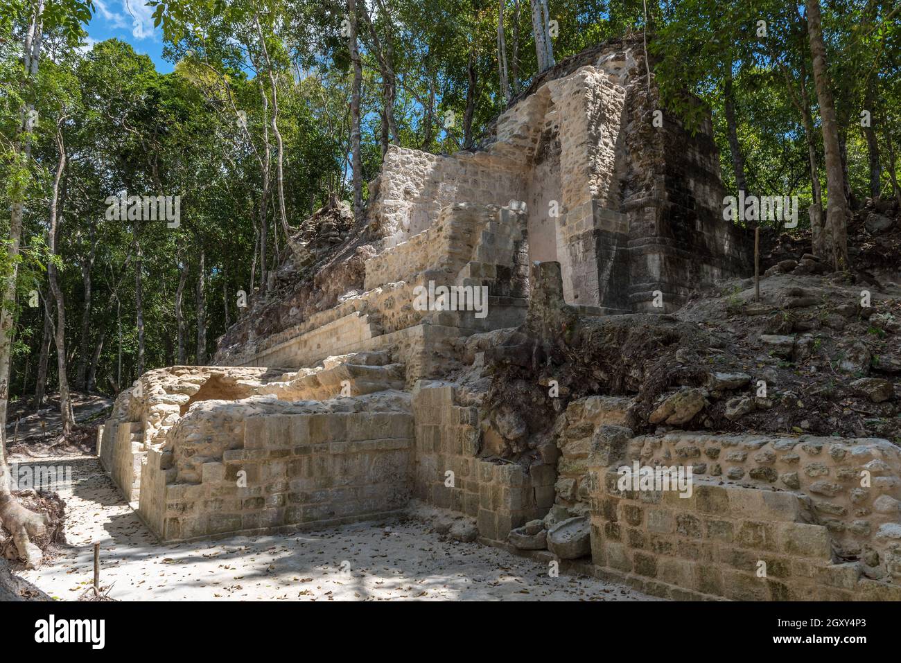 Die Ruinen der antiken Stadt hormiguero, Campeche, Mexiko Stockfoto