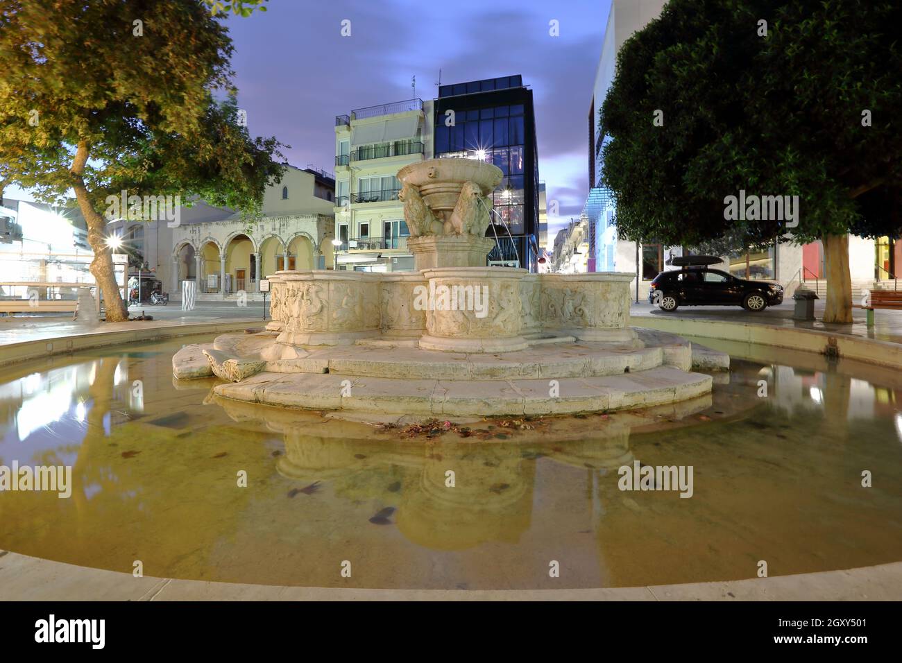 Morosini Löwenbrunnen im Zentrum von Heraklion, Kreta Stockfoto