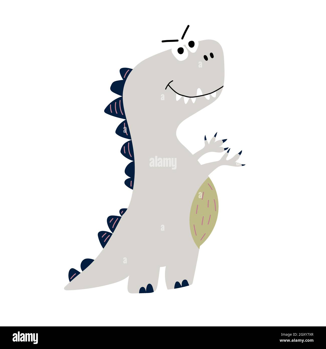 Tyrannosaurus Rex in grauer Kinderillustration Stock Vektor
