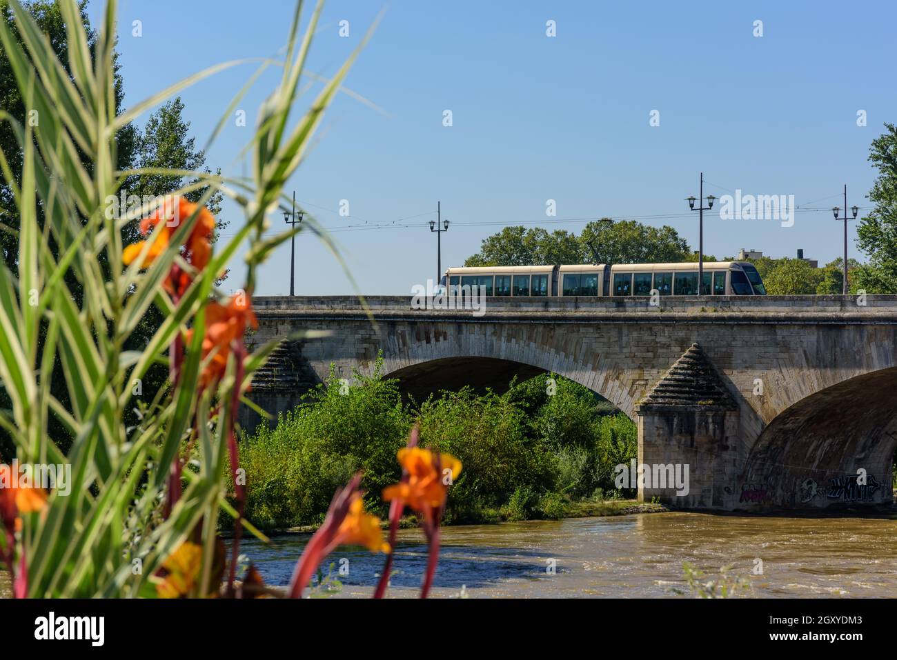 Orleans, Straßenbahnlinie A, Loire Stockfoto