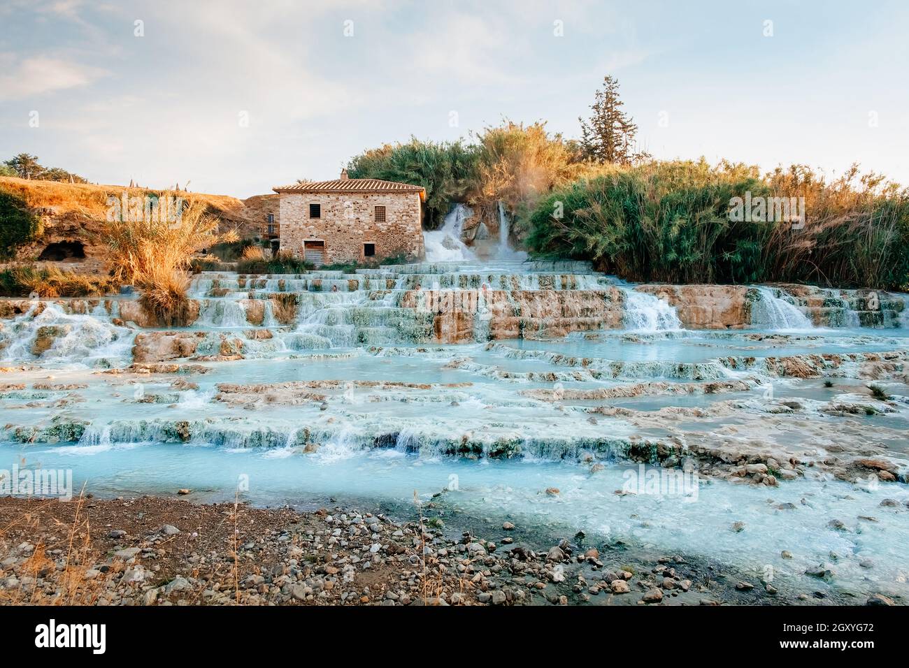 Terme di Saturnia - Cascate del Mulino (Mühlwasserfälle), Toskana, Italien Stockfoto