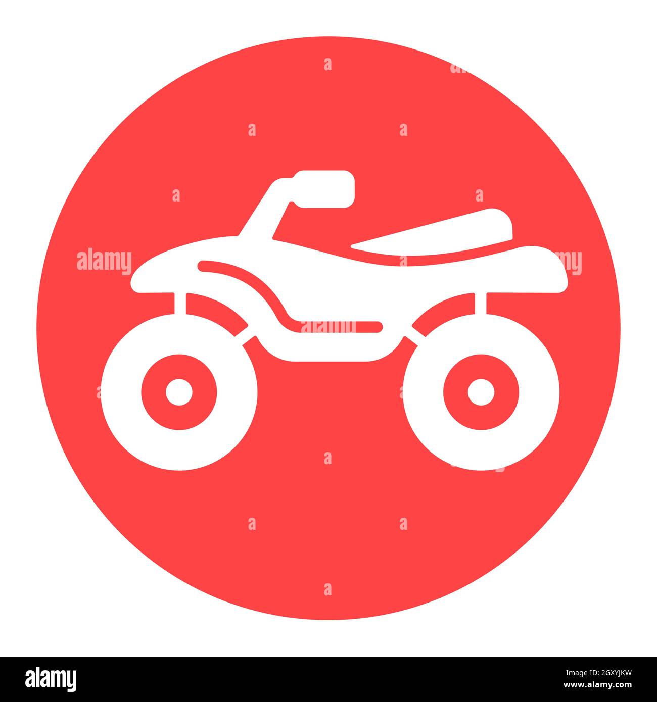 ATV-Fahrer, Quad Bike Flat Vector weißes Glyphen-Symbol. Graph-Symbol für Reise- und Tourismus-Website und Apps Design, Logo, App, UI Stockfoto