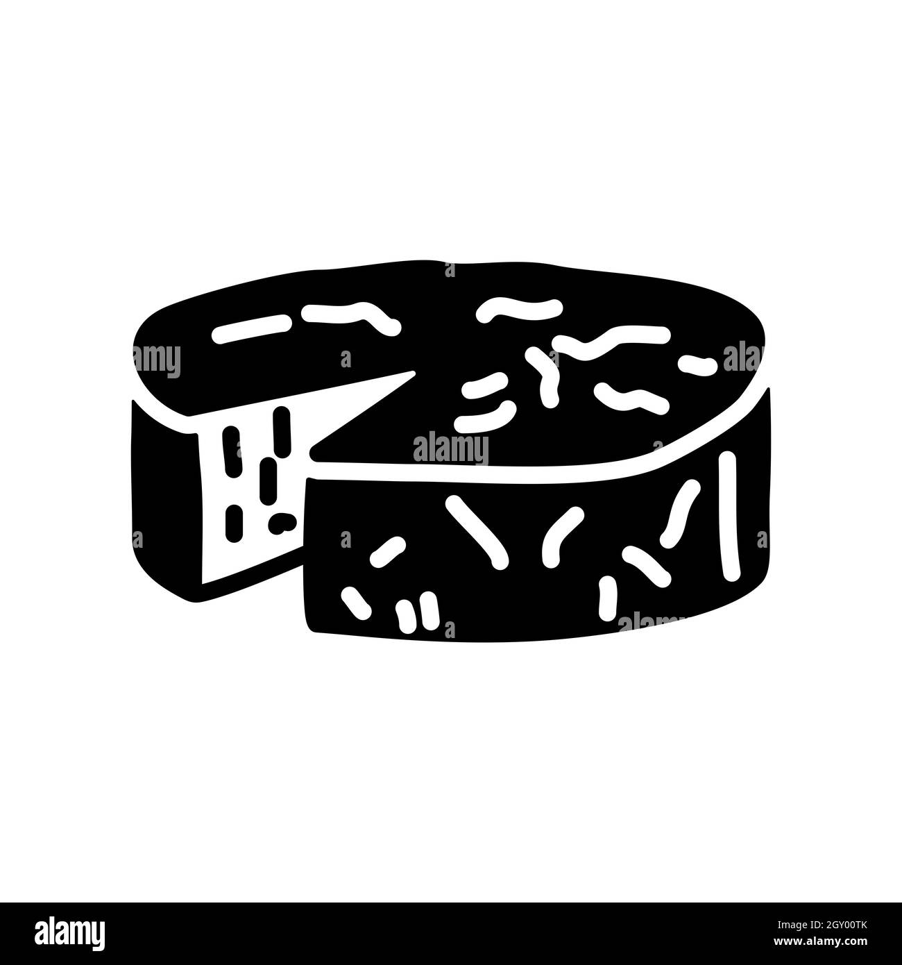 Weicher Käse mit Glyphen-Symbol. Tierschild am Bauernhof. Graph-Symbol für Ihr Website-Design, Logo, App, UI. Vektorgrafik Stockfoto