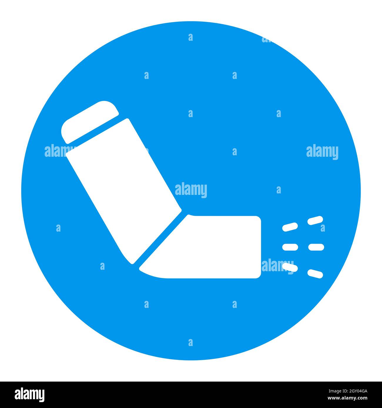 Vektor-Glyphen-Symbol für Asthma-Inhalator, weiß. Medizin und Gesundheitswesen, medizinische Unterstützung Zeichen. Graph-Symbol für medizinisches Website- und Apps-Design, Logo, App, U Stockfoto