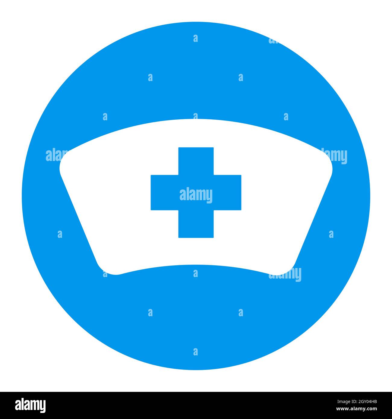 Schwesternhut Vektor weißes Glyphen-Symbol. Medizin und Gesundheitswesen, medizinische Unterstützung Zeichen. Graph-Symbol für medizinisches Website- und Apps-Design, Logo, App, UI Stockfoto