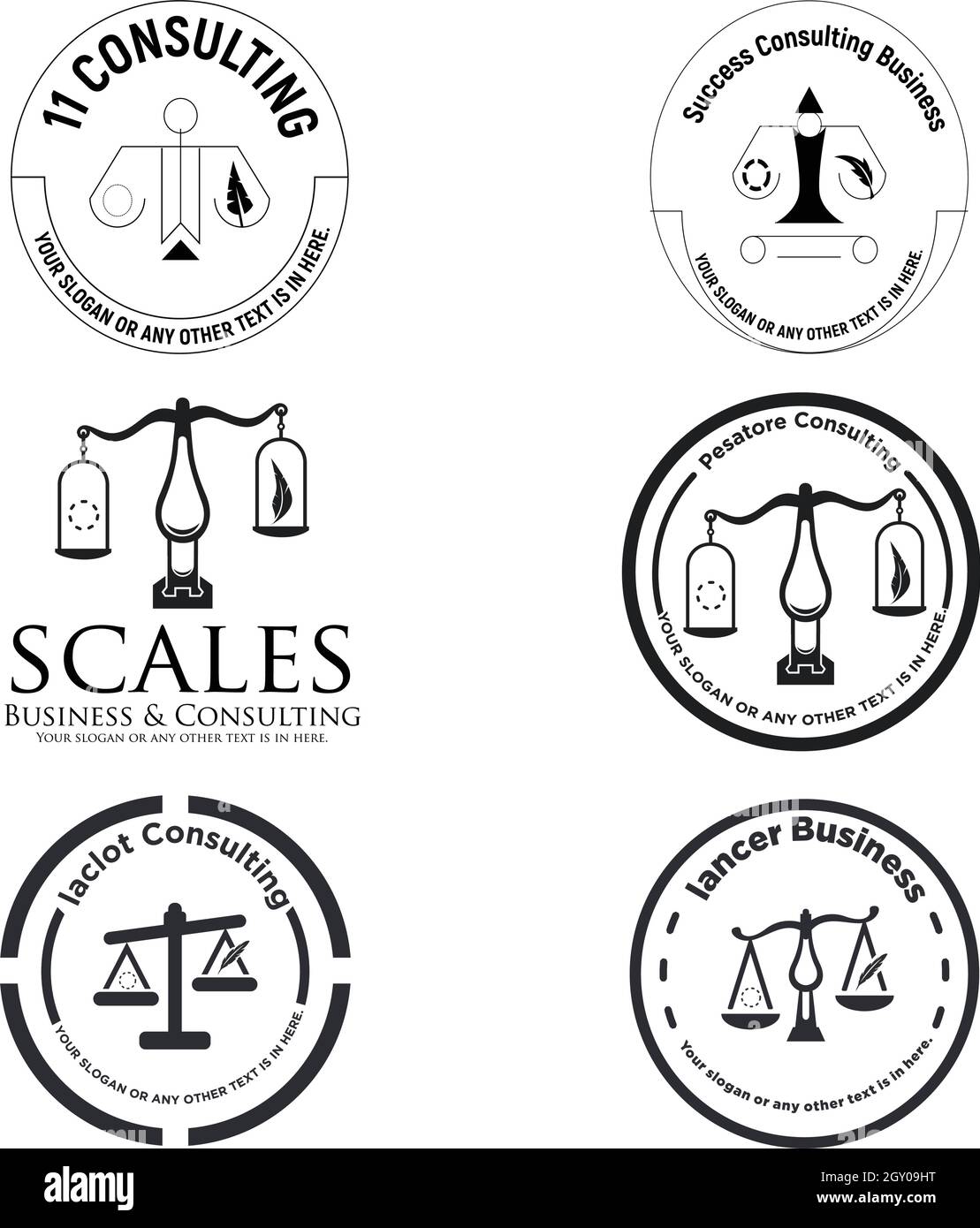 Satz von Consulting Business Scale Logo Design Stock Vektor