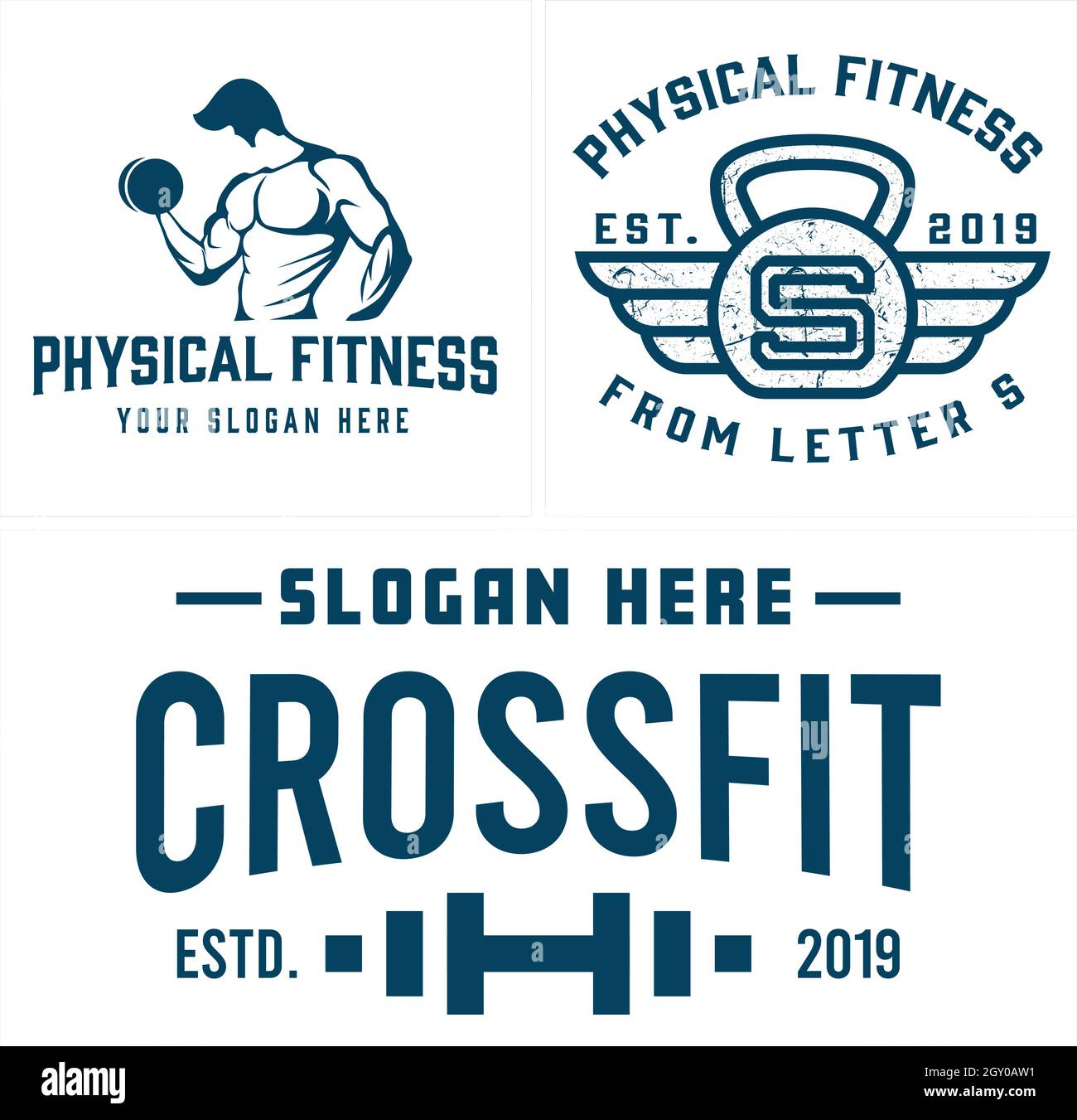 Logo-Design für das Fitnessstudio „Physical Fitness“ Stock Vektor