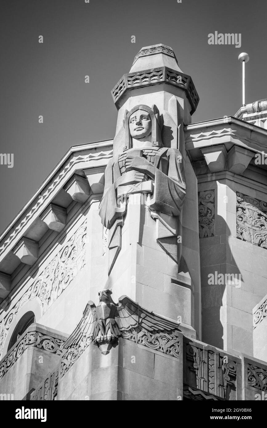 Cincinnati Times-Star Building - Art Déco-Statue - Ohio Stockfoto