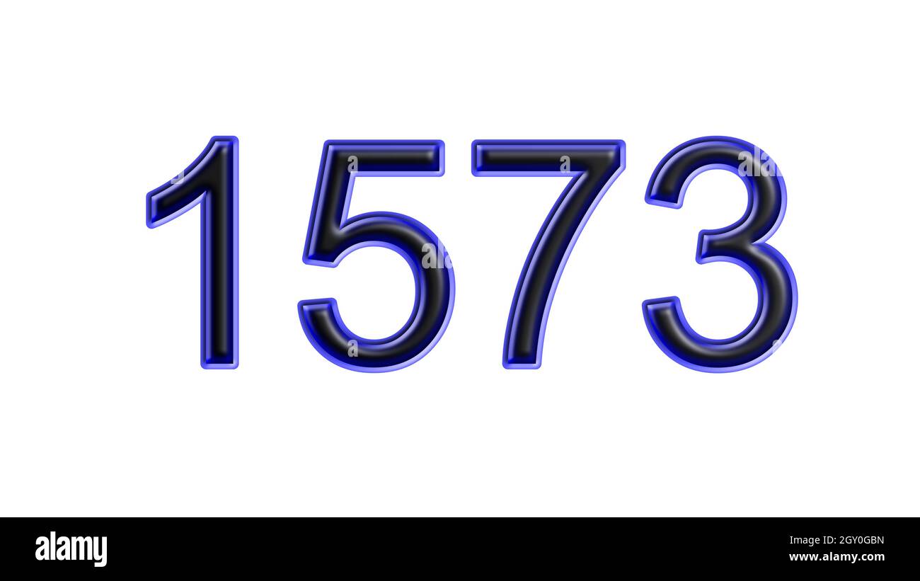 Blauer 1573-number-3d-Effekt weißer Hintergrund Stockfoto