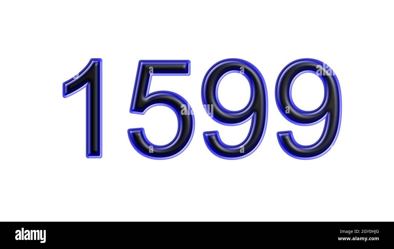 Blauer 1599-number-3d-Effekt weißer Hintergrund Stockfoto