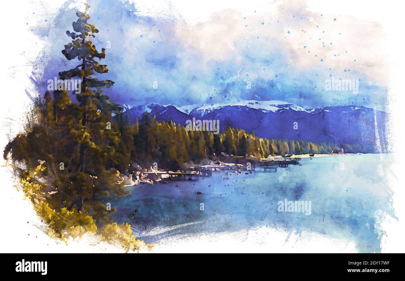 Lake Tahoe ist ein großer Süßwassersee in den Bergen der Sierra Nevada in den Vereinigten Staaten, der sich zwischen der Grenze zwischen Kalifornien und Nevada befindet Stockfoto