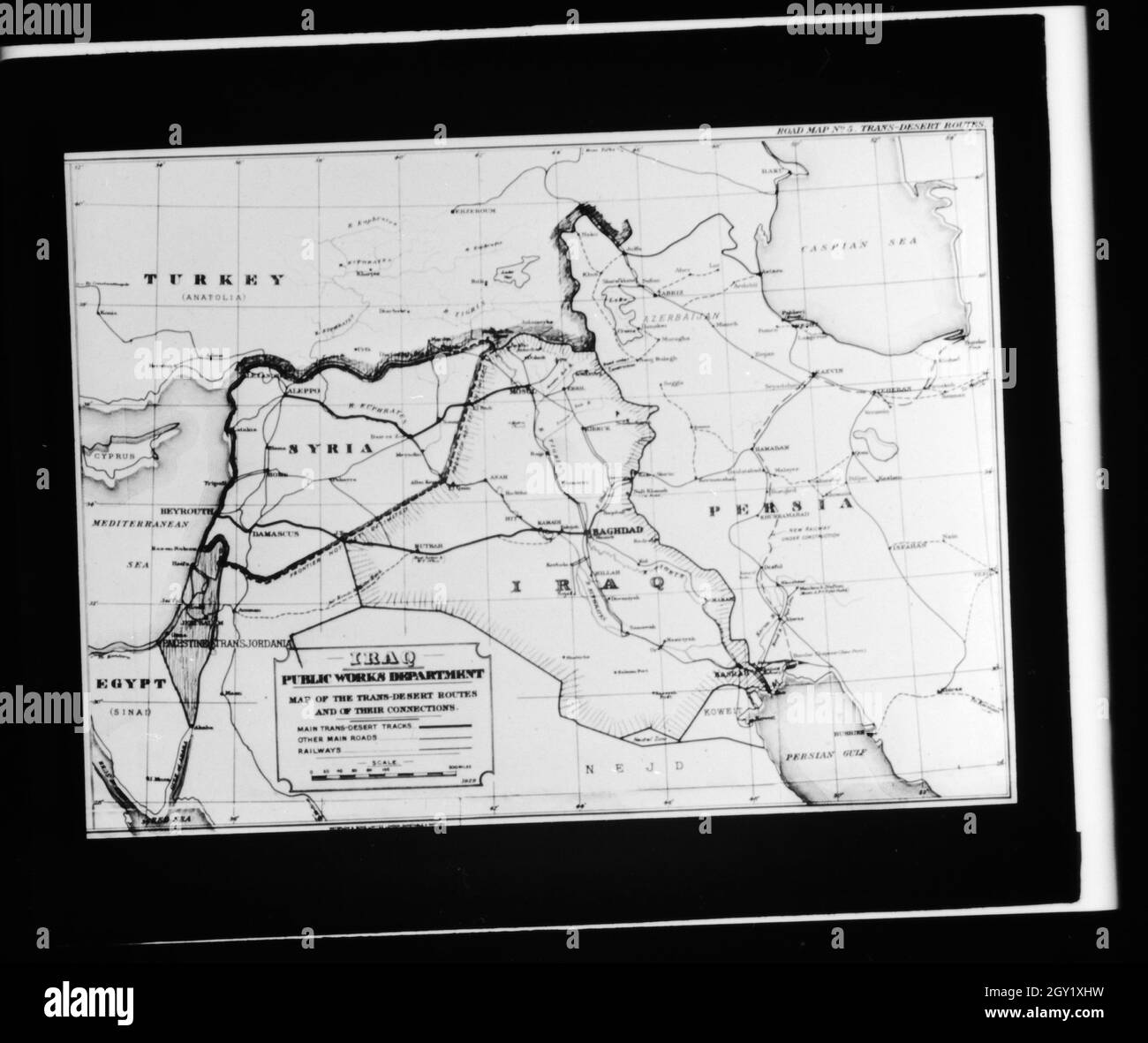 Reproduktion der Karte des Nahen Ostens, Deutschland 1930er Jahre. Reproduktion von einer Karte des Nahen Ostens, Deutschland 1930. Stockfoto