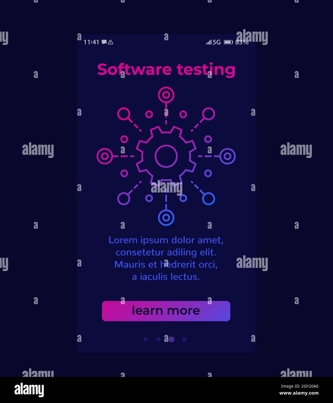 Banner für Softwaretests mit Zeilensymbol, Vektor Stock Vektor