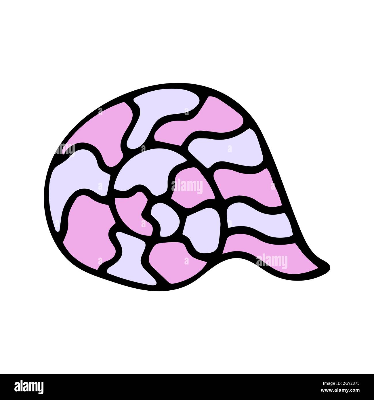 Vektordarstellung einer rosa Muschel. Handgezeichnetes Symbol. Stock Vektor