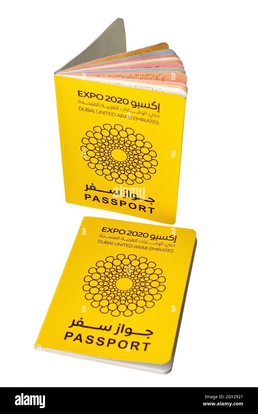Dubai Expo 2020 Reisepässe für Besucher, Dubai, VAE Stockfoto