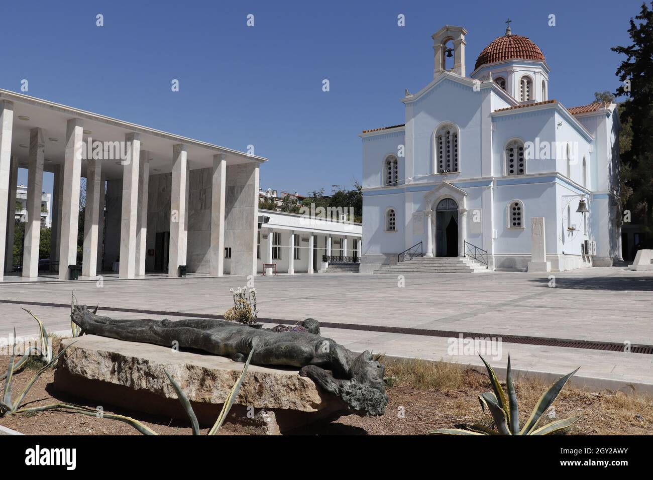 Haupteingang Proto Nekrotafio Athen Stockfoto