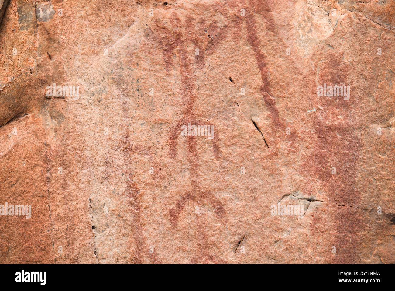 Prähistorische Gemälde in San Blas, Sierra de San Pedro. Alburquerque, Badajoz, Extremadura, Spanien Stockfoto