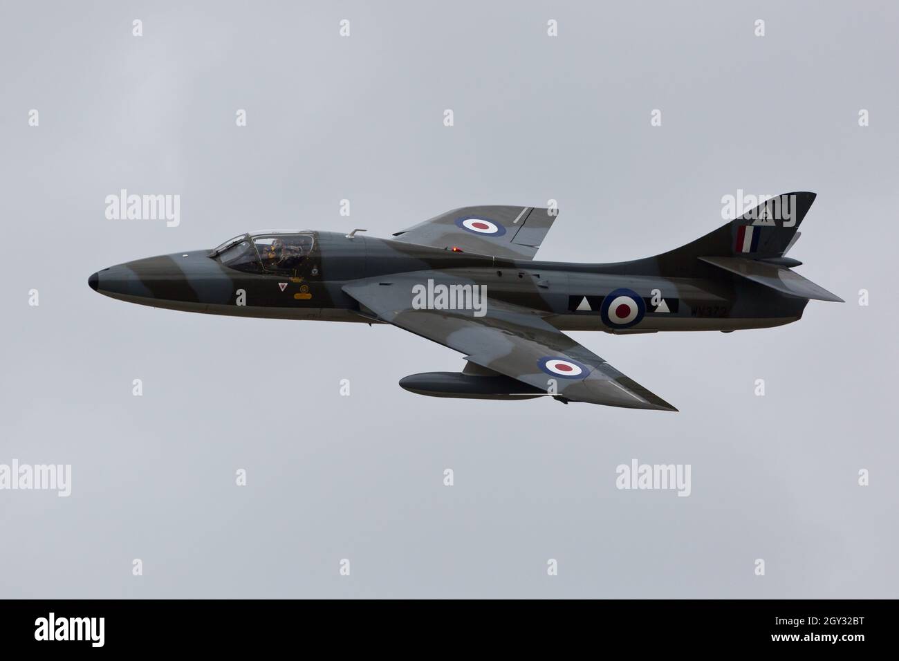 Royal Air Force RAF Hawker Hunter Jet Trainer auf der Duxford Airshow Stockfoto
