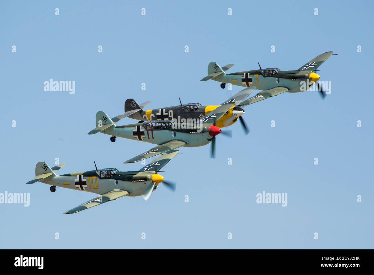 Messerschmitt Bf109 Hispano HA1112 der deutschen Luftwaffe auf der Duxford Airshow Stockfoto