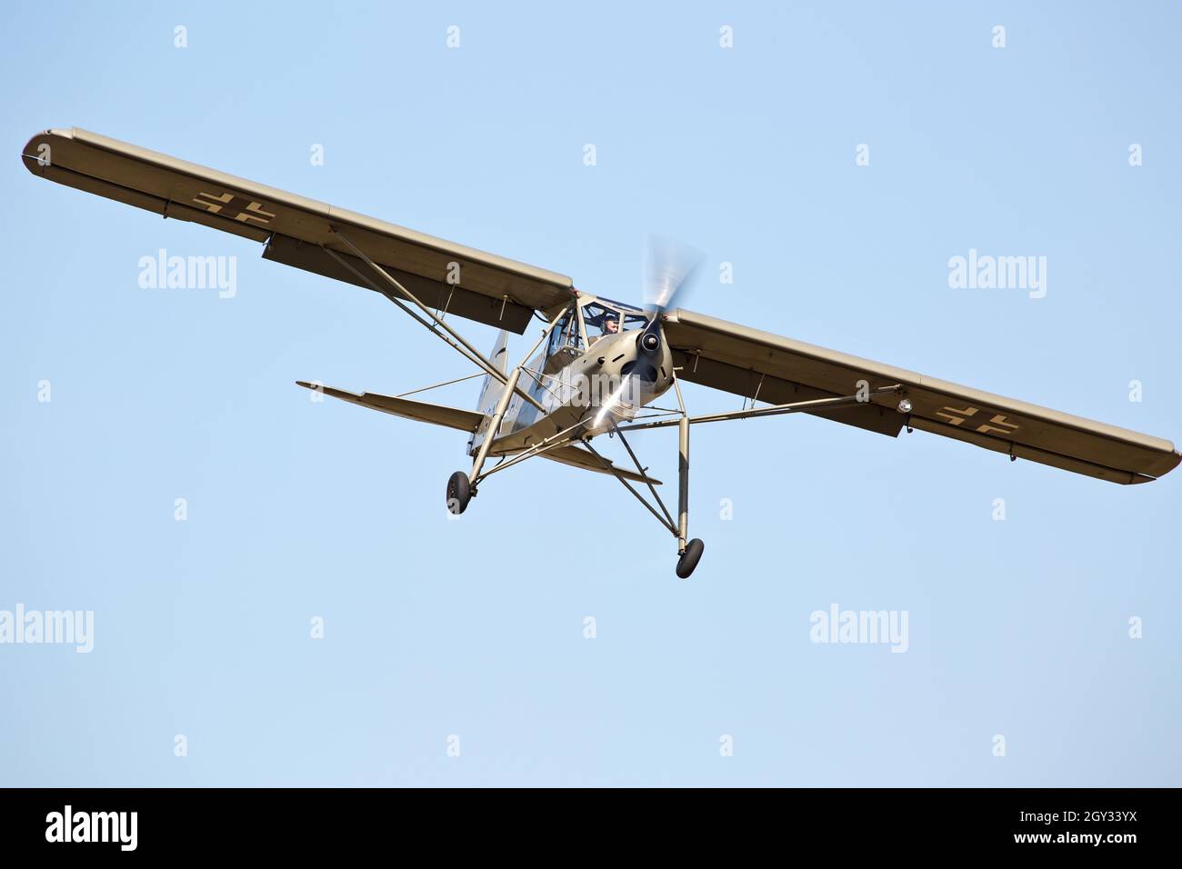 Fiesler Fi156 Storch bei Shuttleworth, Old Warden Stockfoto