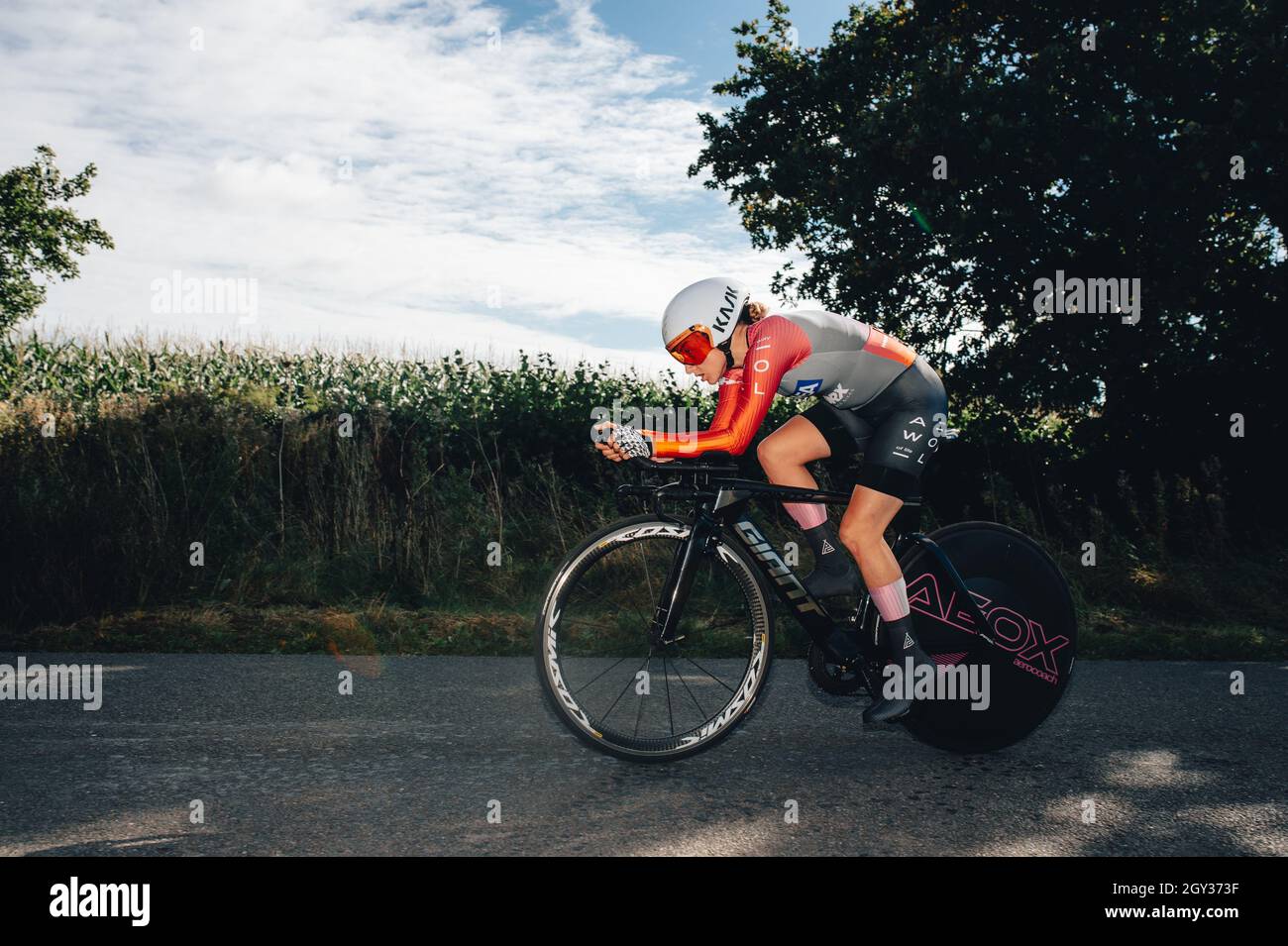 6. Oktober 2021 Frauen Tour. Stufe 3. ITT. Von Atherstone nach Atherstone. Connie Hayes. Foto von Simon Gill. Stockfoto