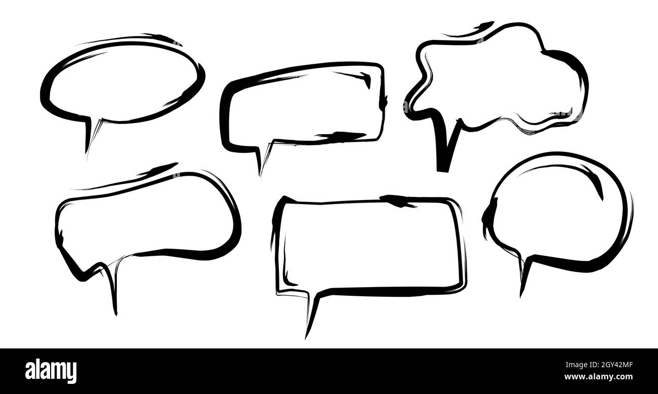 Talk Clounds mit einem Pinselstift handgezeichnet. Stock Vektor